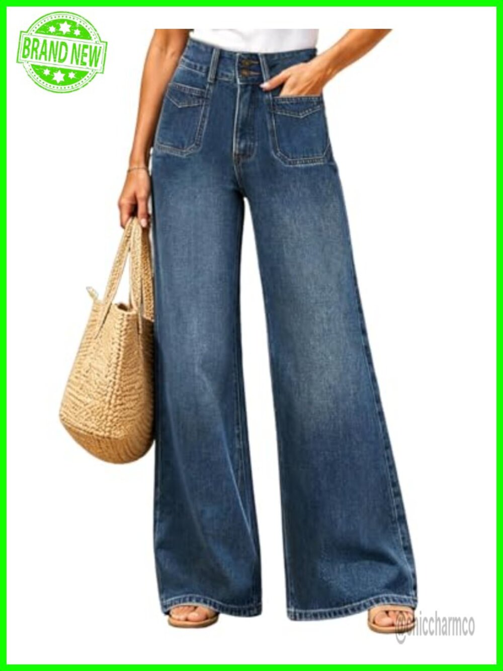 Women's High Waisted Wide Leg Jeans Tummy Control Baggy Denim Pants